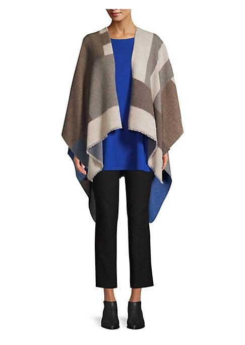 Eileen Fisher Colorblock Wool-blend Poncho