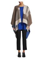 Eileen Fisher Colorblock Wool-blend Poncho