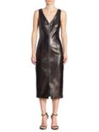 Michael Kors Collection Leather Zip-front Dress