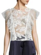 Abs Sheer Lace Cropped Top