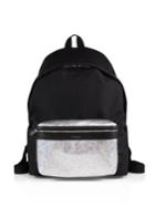 Saint Laurent Metallic Canvas & Leather Backpack
