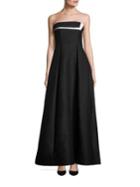 Halston Heritage Strapless Colorblock Faille Gown