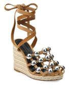 Alexander Wang Taylor Studded Suede Lace-up Espadrille Wedge Sandals