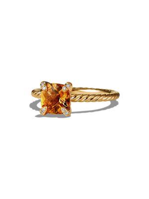David Yurman Chatelaine Ring With Citrine And Diamonds In 18k Gold