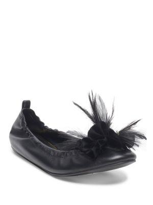 Lanvin Beaded Feather Accented Ballet Flats