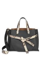 Loewe Soft Grained Leather Gate Tote With Python Trim