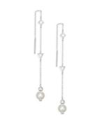 Anzie Cleo Freshwater Pearls & Sapphire Silver Chain Earrings