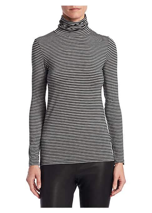 Majestic Filatures Soft Touch Striped Turtleneck Top