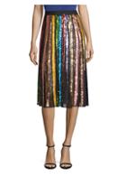 Alice + Olivia Tianna Striped Sequin Midi Skirt