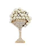 Marc Jacobs Crystal & Faux-pearl Martini Brooch