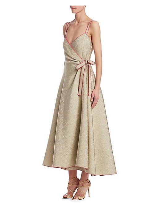 Rosie Assoulin Metallic Side-tie Wrap Dress