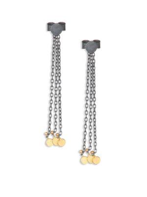 Sia Taylor Dots 18k Yellow Gold & Sterling Silver Fringe Chain Drop Earrings
