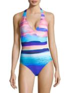 Gottex Swim Seascape One-piece Halter Swimsuit