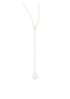 Mizuki 14k Yellow Gold Diamond & 8mm White Pearl Y Necklace