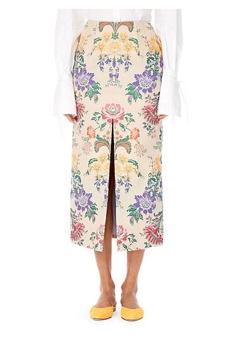 Carolina Herrera Silk Floral Pencil Skirt