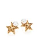 Oscar De La Renta Pave Sea Star & Faux-pearl Stud Earrings