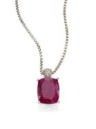John Hardy Classic Chain Diamond, Ruby & Sterling Silver Pendant Necklace