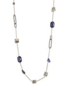 Alexis Bittar Two-tone Crystal-encrusted Mixed Stone Station Necklace