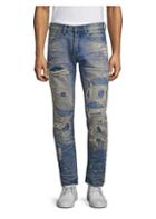 Prps Mid-rise Slim-fit Ripped Stiched Light Wash Patch Jeans