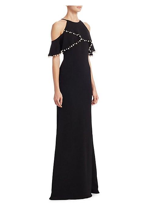 Badgley Mischka Pearl Embellished Gown