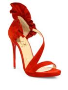 Christian Louboutin Colankle 120 Ruffled Suede Sandals
