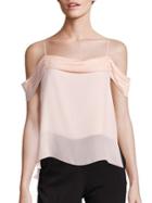 T By Alexander Wang Silk Georgette Pleated Off-the Shoulder Top
