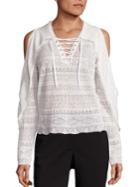 Yigal Azrouel Cold-shoulder Lace Knit Top