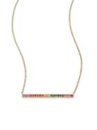 Sydney Evan Rainbow Multicolor Sapphire, Emerald & 14k Yellow Gold Long Bar Necklace
