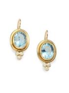 Temple St. Clair Classic Color Aquamarine, Diamond & 18k Yellow Gold Oval Drop Earrings