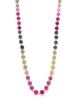 Ron Hami Multicolor Sapphire & 18k Yellow Gold Beaded Strand Necklace