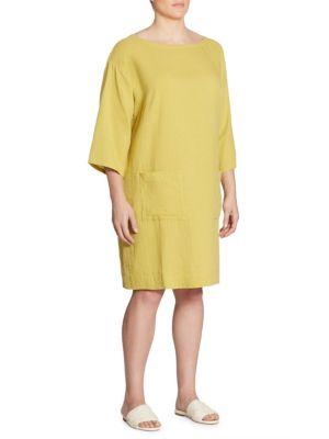 Eileen Fisher, Plus Size Organic Cotton Boatneck Tunic Dress