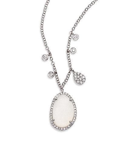 Meira T Druzy, Diamond & 14k White Gold Pendant Necklace