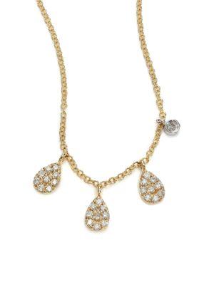 Meira T Diamond & 14k Yellow Gold Pear Charm Necklace