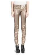 Saint Laurent Mid Rise Metallic Leather Pants
