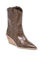 Fendi Heeled Logo Leather Cowboy Boots