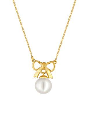 Majorica 10mm Organic Pearl Bow Pendant Necklace