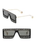 Gucci 58mm Logo Embellished Rectangle Sunglasses