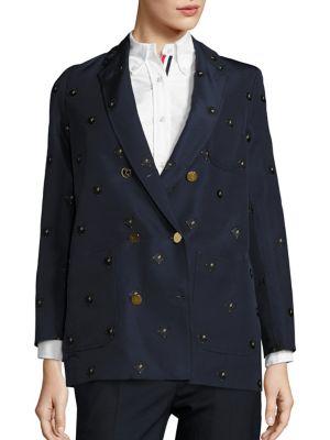 Thom Browne Embellished Double-breasted Silk Jacket