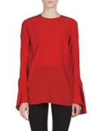 Givenchy Flare-sleeve Crepe De Chine Blouse