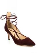 Gianvito Rossi Lexi Suede Lace-up Mid-heel Pumps