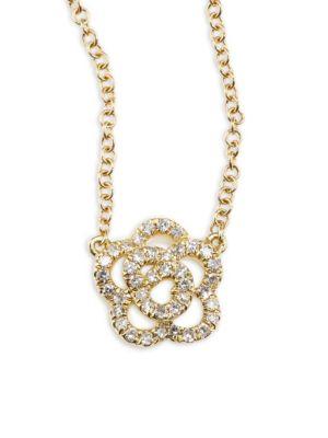 Ef Collection Rose Diamond & 14k Yellow Gold Pendant Necklace