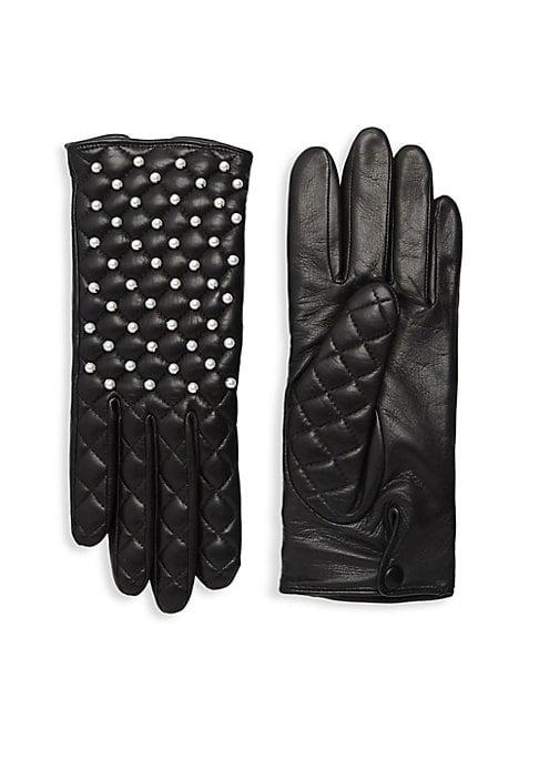 Agnelle Chloe Quilted Leather Pearl Gloves