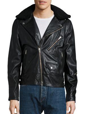 Rag & Bone Buzz Shearling Collar Leather Jacket