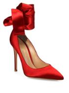 Gianvito Rossi Gala Satin Ankle-wrap Point Toe Pumps