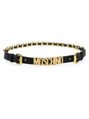 Moschino Medium Logo Chain & Leather Belt