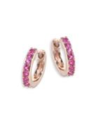 Astley Clarke Mini Halo Pink Sapphire & 14k Rose Gold Hoop Earrings