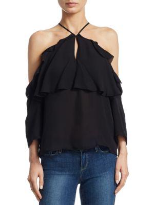 Paige Luciana Cold Shoulder Silk Top