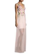 Aidan Mattox Embroidered Floral Gown