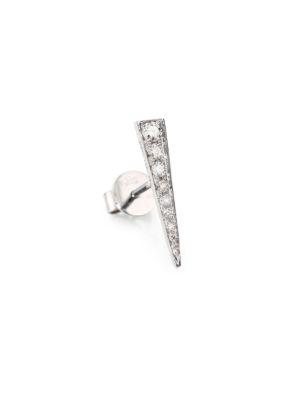 Ef Collection Diamond & 14k White Gold Single Dagger Stud Earring