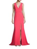 Aidan Mattox Crepe And Lace Gown